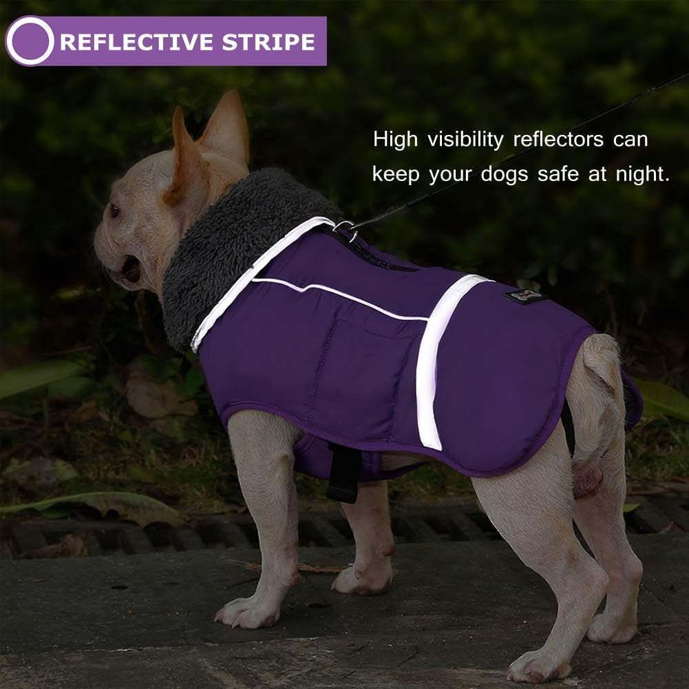 Warm Dog Coat Reflective Dog Jacket, Waterproof Dog Winter Coat Turtleneck Dog Clothes for Cold Weather, Thick Fleece Dog Snowsuit Christmas Dog Vest Pet Apparel for Small Medium Large Dogs L