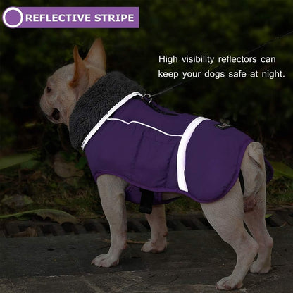Warm Dog Coat Reflective Dog Jacket, Waterproof Dog Winter Coat Turtleneck Dog Clothes for Cold Weather, Thick Fleece Dog Snowsuit Christmas Dog Vest Pet Apparel for Small Medium Large Dogs L