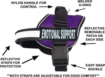 Emotional Support Dog Vest with 2 Free Hook and Loop Removable Emotional Support Animal Patches, Reflective Lightweight Cool Soft Adjustable K9 Harness (Girth 12”- 16" Purple)