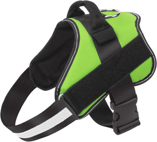 No-Pull Reflective Dog Harness - Adjustable and Breathable Vest with Handle for Outdoor Walking (Green, M)