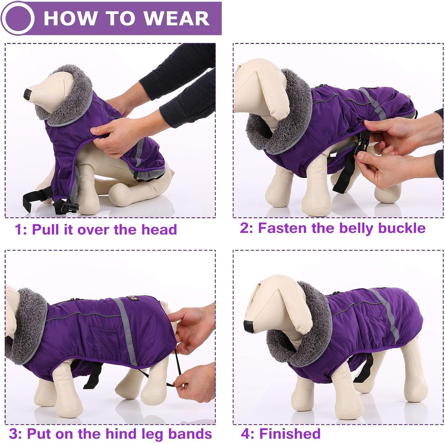 Warm Dog Coat Reflective Dog Jacket, Waterproof Dog Winter Coat Turtleneck Dog Clothes for Cold Weather, Thick Fleece Dog Snowsuit Christmas Dog Vest Pet Apparel for Small Medium Large Dogs L