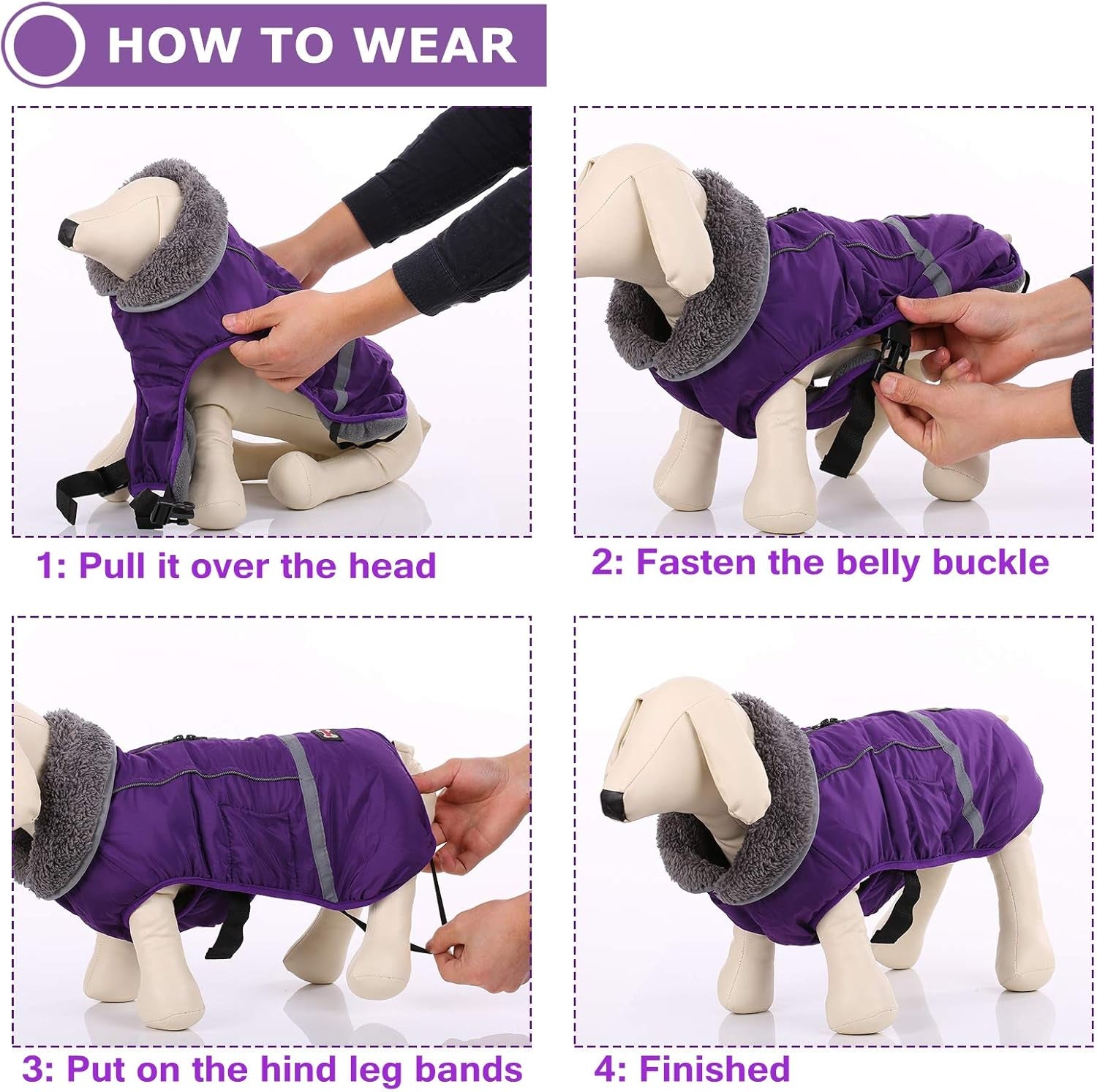 Warm Dog Coat Reflective Dog Jacket, Waterproof Dog Winter Coat Turtleneck Dog Clothes for Cold Weather, Thick Fleece Dog Snowsuit Christmas Dog Vest Pet Apparel for Small Medium Large Dogs L