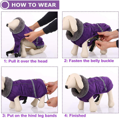 Warm Dog Coat Reflective Dog Jacket, Waterproof Dog Winter Coat Turtleneck Dog Clothes for Cold Weather, Thick Fleece Dog Snowsuit Christmas Dog Vest Pet Apparel for Small Medium Large Dogs L
