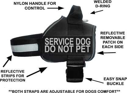 Service Dog Harness Vest Comes with 2 Reflective Service Dog DO NOT PET Removable Patches. Please Measure Dog before Ordering (Girth 12-16", Black)