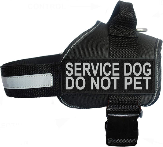 Service Dog Harness Vest Comes with 2 Reflective Service Dog DO NOT PET Removable Patches. Please Measure Dog before Ordering (Girth 12-16", Black)