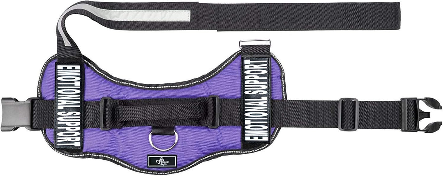 Emotional Support Dog Vest with 2 Free Hook and Loop Removable Emotional Support Animal Patches, Reflective Lightweight Cool Soft Adjustable K9 Harness (Girth 12”- 16" Purple)